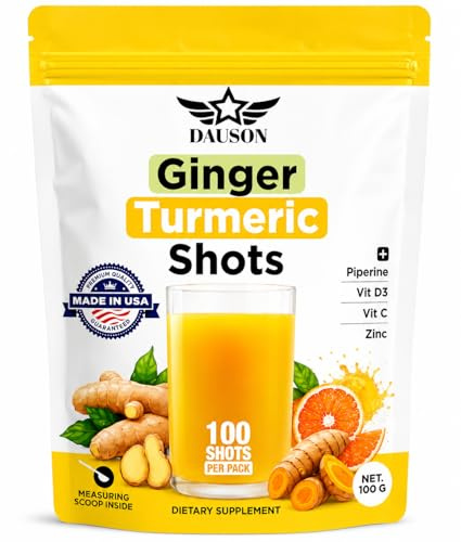 Ginger Turmeric Supplements, 100g/100 Shots of Turmeric Ginger Powder Boosted with Orange, Curcumin, Vitamin C, D & Zinc for Joint, Gut, Keto & Immune Support – Health Drink