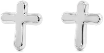 Damen & Kinder Kreuz Ohrstecker - Weißgold 9 Karat (375) - Geschenkbox - Garantiezertifikat