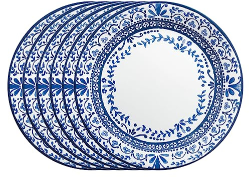 Corelle Vitrelle 6 PIECE Dinner Plates Set Triple Layer Glass and Chip Resistant, Lightweight Round Plates, Portofino