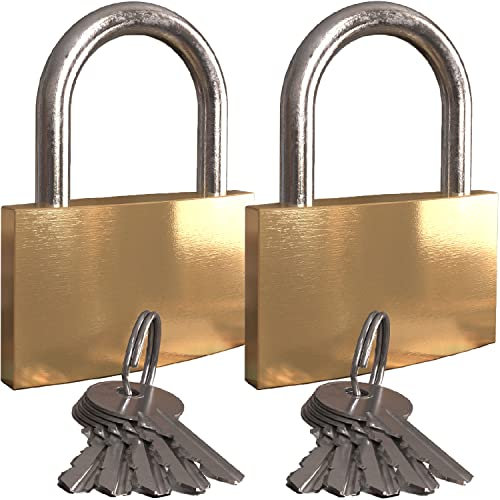 Candado con llave – Candado grande y resistente de 5 cm, 5 llaves a juego, candados de latón de acero resistente a la intemperie con llave similar, cerraduras de puerta para valla al aire libre,