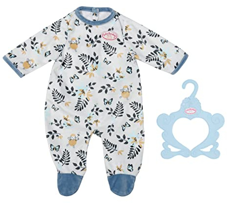 Baby Annabell Strampler, Anzug mit blauen Details und Allover Print mit Blättern auer Anzug für 43 cm Puppen, 706824 Zapf Creation