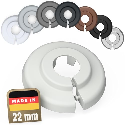 FUX 2 St. Heizungsrohr Rosette 22mm Abdeckung Verkleidung - Einzelrosetten | Werkzeuglose Klick-Montage, wiederverwendbar, PVC-freies Polypropylen, für Boden und Wand, Made in Germany