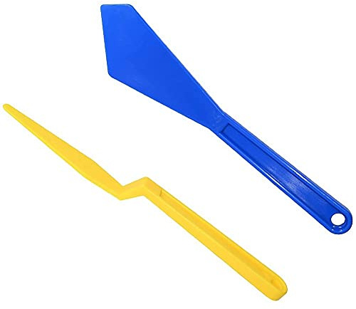 Wudaizhi 2pcs Vinyl Wrap Shank Gasket Squeegee for Car Wrap Auto Glass Film Installing Window Tint Tools (yellow Long Handle Micro Squeegee + Blue Edge Tucking Scraper)