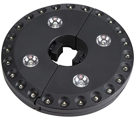 Terrassenschirmleuchte, Kabellos, 28 LED-Leuchten, 3 Helligkeitsmodi, 4 AA-Batteriebetrieben, Garten, Hof, Terrasse, Rasen, Camping, Nachtlampe, Schirmstange, Licht für Terrassenschirme,(Schwarz)