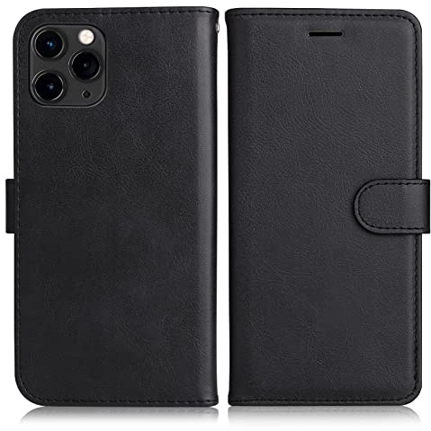 DENDICO Hülle für iPhone 11 Pro, PU Leder Brieftasche Handyhülle, Flip Tasche TPU Schutzhülle mit Kartenfach für iPhone 11 Pro, Schwarz
