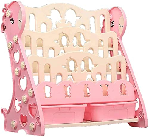 Buchstützen Buchstützen 3/4 Ebenen Kinder Bücherregal Kleine Kinder Kindergarten Giraffe Schreibwaren Aufbewahrung Bücher Aufbewahrungsregal Regale mit 2 Aufbewahrungsboxen Langlebige und stilvolle Bu