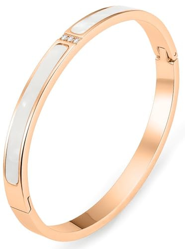 Tidefire - Bracelet en Acier Inoxydable et Titane Avec Cristaux de Zirconium Cubique - Plaqué Or 18K Pour Femmes