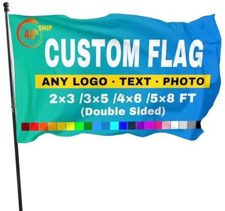 MESHELEY Custom Flag 3x5FT Double Sided with Photo Logo Text Personalised Flags Indoor Outdoor Decoration Celebrations