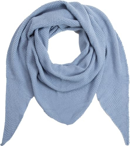 stylx Damen XXL Strick Dreieck Schal mit Reiskorn Strickmuster in Unifarben, Schal, Leichtes Tuch (hellblau)