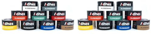 Panzertape Set, 9 Rollen, je 48 mm x 10 m, buntes Klebeband wasserdicht, darunter blau, orange, gelb, grün, weiß, silber, gold, rot, schwarz, Gewebeband, Gewebeklebeband (Packung mit 2)