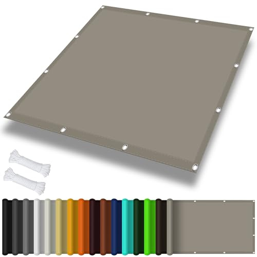 Sonnensegel 0.8 x 4 m, Wasserdicht 98% UV Schutz Sonnensegel Nach Maß mit öSen inkl Befestigungsseile für Garten Terrasse, Taupe