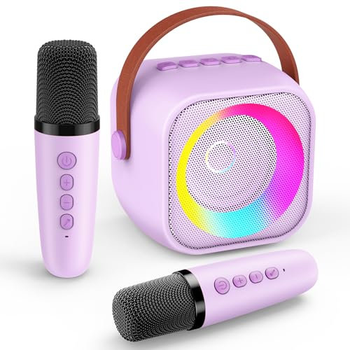 Karaoke Machine 2 Microphones, Toys for 3-12 Year Old Girls Birthday Gifts for Girls Microphone for Kids 3-9 Year old Girl Gifts Toys for Girls Christmas Xmas Gifts for Kids Portable Karaoke Machine
