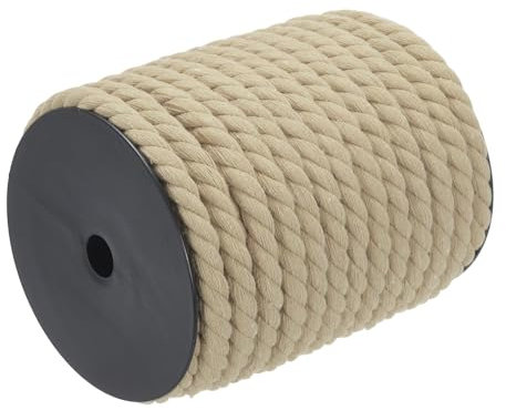 QUARKZMAN Baumwollseil 3 Strang Gedrehtes Geflochtenes Seil, Hellbraun 23m/25 Yard 10mm Durchmesser für Wandbehang, Pflanzenaufhänger, Stricken, Makramee-Knoten
