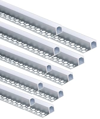 Besseto LED Fliesen Profil 3.3FT/1 Meter Gips Trim Rand LED Streifen Aluminium Profil Fliesenmit milchigen Diffusor und Endkappen