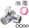 Minnhua M22-M24, M22-G1/2 Rubinetto 3 Vie, Ottone Deviatore Doccia, Adattatore Rubinetto con 3 Adattatori, Valvola a 3 Vie per Rubinetto Lavatrice Doccia per Bagno e Doccia per Lavandino (Argento)