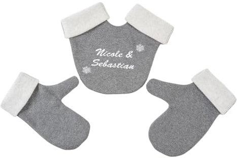 Goldi-Design Partnerhandschuhe aus Doppelfleece - individualisiert- deutsche Handarbeit (Individuell bestickt Hellgrau)