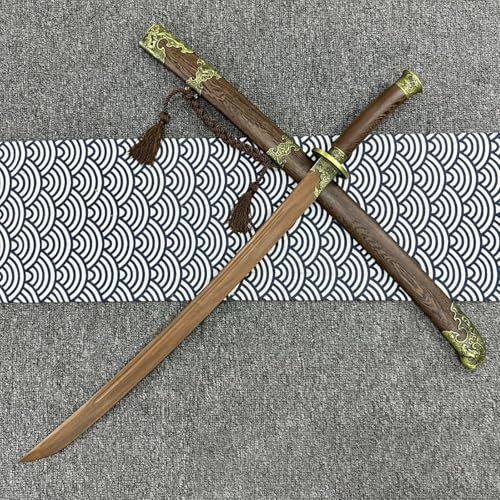 Naturligt sandelträsvärd, mantlad, handgjorda kinesiska träsvärd, Bokken kampsportstillbehör, Kendo, Träningssvärd, för Anime Cosplay rekvisita, Pojkfestpresent-100CM