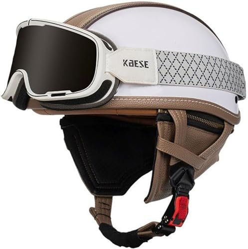 GKCEGHKS Mezzo Casco Scooter Crociera Bicicletta Casco Scooter retrò Casco Scodella Aperto Caschi da Moto ECE Omologato Casco A Scodella Scooter Motorino Casco Faccia Aperta retrò