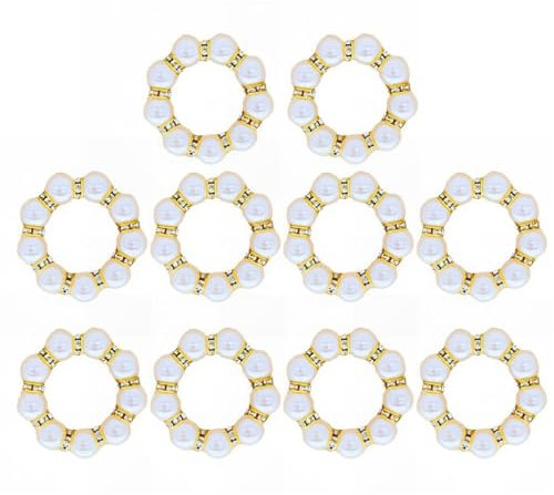 Packung Mit 10 Perlen Serviettenringen Imitierte Perlen Designs Mit Strasssteinen Für Hochzeitsbankette Und Heimdekorationen