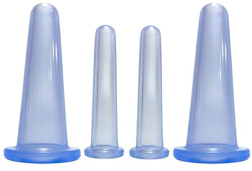 4 Stück Schröpfgläser Silikon Set, Schröpfen Gesicht, Schröpfen Silikon Schröpfköpfe, Facial Cupping Set, Faces Anti-Cellulite Schröpfgerät, für Hals Körper Augen Schröpfen Massage