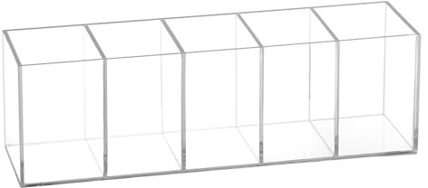 QWORK® 5 Fächern Acrylic Pinselhalter Stifthalter - Klarer Acryl Organizer für Schminktisch und Schreibtisch