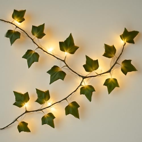 Marco Paul 20 LED Fairy Lights Battery Operated 2.2m Artificial Ivy Fake Vine Battery Lights Balcony Lights Usb Fairy Lights for Garland Decorations for Bedroom, Home & Wedding Decor