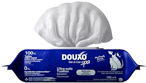 DOUXO Skin & Coat SPA – Ultra-Safe* Feuchttücher für Hund und Katze, 100 Tücher, entfernt Tränen- und Speichelrückstände, erfrischt das Fell und hinterlässt angenehmen Duft, hautfreundliche Rezeptur