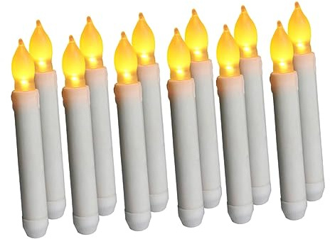 VILLCASE 12pièces Bougies LED Artificielles Scintillantes Lot de Décoration De Bougie Lampe à Bougie sans Flamme Électronique pour Maison Et Jardin