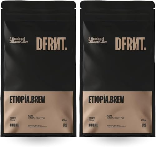 DFRNT. Éthiopie Brew 2 x 250g – Café de spécialité en grains (86 Points SCA) – 100% Arabica – Notes de thé noir, fleurs et miel – Idéal pour filtre & cold brew – Torréfaction récente Espagne