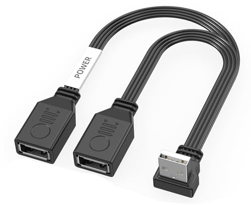 FUUGlan Cavo sdoppiatore USB con doppia porta femmina adattatore di estensione per ricarica e trasferimento dati in piccoli spazi, doppia prolunga USB