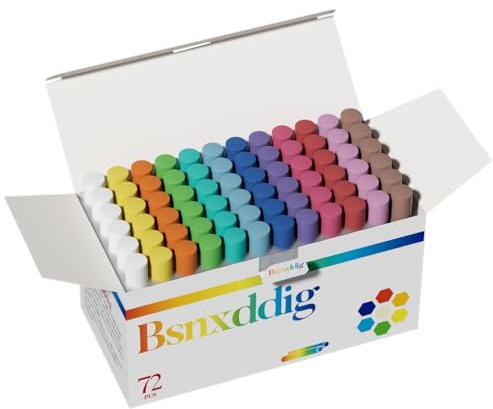 Bsnxddig Colored Chalk 12 Colors 72 PCS | Hand protection coating Non-Toxic Toddler Chalkboard Chalk for Teachers and Kids | Sponge-Wrapped Creative Drawing & Writing Art Tool (12 colors, 72)
