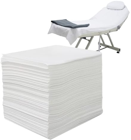 WIYETY 100 Stück Massageliegen Auflage: 180 x 80 cm Abdeckung für Massagebetten, Vliesstoff-Schutzbettdecken für Schönheitssalon, Spa, Massage, Hotels, Weiß