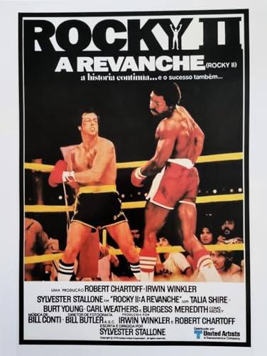 KUSTOM ART Poster Decorativo da Parete Serie Locandine Film Celebri Rocky 2 A Revanche Sylvester Stallone Stampa su Cartoncino 40x30cm Senza Cornice
