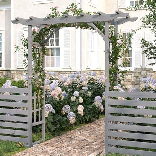 Gartenbogen aus Holz mit Tor für draußen Hochzeit Party Kletterranken Edel Dekoration