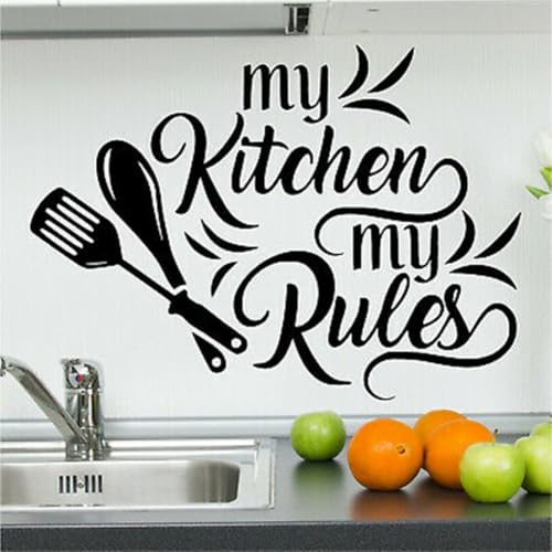 Oniissy My Kitchen My Rules Adhesivo de pared, 55 x 44 cm, vinilo extraíble, para decoración de cocina y hogar, fácil de aplicar con acabado mate, pelable y reutilizable en Smooth Sur(0)