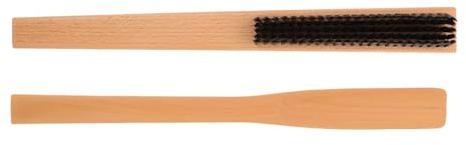 BELLIFFY 2pcs Wooden Clothes Brushes and Travel Shoe Horn Set with Long Handle for Hotel Use Protective Wooden Material for Suit Wrinkle Removal Versatile Shoe and Clothing Cleaner Guest