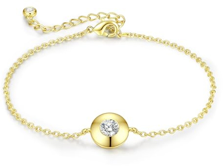 Lyniuoy Bracelet Chaînette en Cristal autrichien, Bracelet Femme, Bijoux femme plaqués or 9 carats,Cadeau femme-Idées Uniques pour Anniversaire, Fête des Mères, Saint-Valentin, Noël