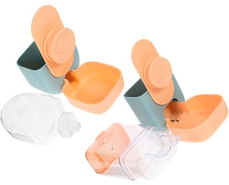 Homoyoyo Comedero Automático Colgante para Conejos y Cobayas Dispensador de Agua Automático 2 Piezas Azul y Naranja Utensilios para Alimentar Mascotas Pequeñas Ahorro de Espacio Jaula