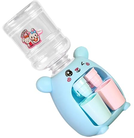 TOYANDONA Pequeño Dispensador de Agua Infantil de Juguete Simulación Electrodoméstico Doble Salida Color Azul Plástico Seguro Ligero y Portátil para Desarrollo y Juego Educativo Casa