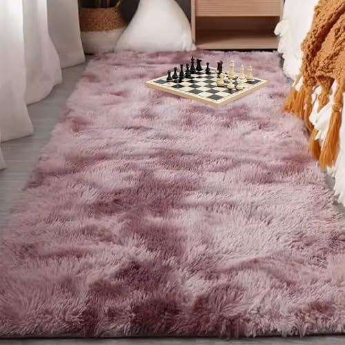 RENXTAO Shaggy Hochflor Teppich 160 x 230 cm Superweich Flauschig Wohnzimmerteppich Langflor Plüsch Langlebig Und Pflegeleicht für Schlafzimmer Kinderzimmer, Pink Lila