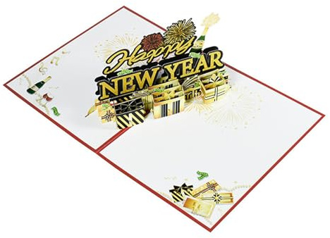 Generisch Tarjetas emergentes 3D para Año Nuevo, Feliz Año Nuevo, tarjetas emergentes 3D de | Tarjeta de Año Nuevo con delicada para decoración de vacaciones, de Año Nuevo