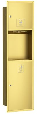 KAXLDHH Portarrollos de Papel Higiénico Empotrable con Papelera Integrada, Hornacina de Baño en Acero Inoxidable 304 con Cerradura de Seguridad, Dispensador de Toallas(Gold,120x34x14cm)