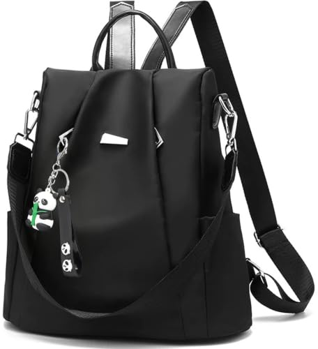 Eshow Rucksack Damen Klein, Anti-Diebstahl Kleiner Cityrucksack Tagesrucksack Elegant, 3 in 1 Rucksacktasche Modern für Pendeln Schule Arbeit Reise Schwarz