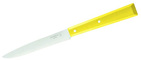 Opinel Uni Bon Appetit Celeste bordskniv, gult handtag sandvik stål 12C27-rostfritt gult bokträ, flerfärgad, M