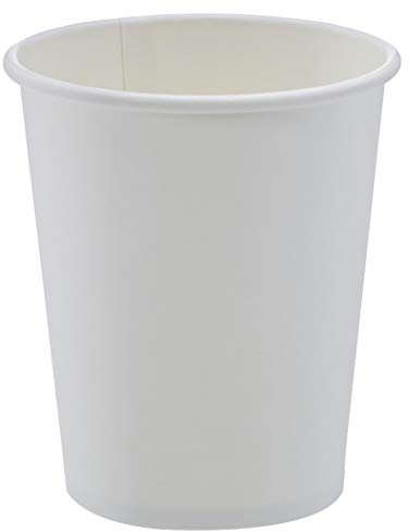 Amazon Basics Disposable Compostable Paper Coffee Cups for Hot & Cold Beverages, Leak-Proof, 8 Ounces, White, 1000 Count