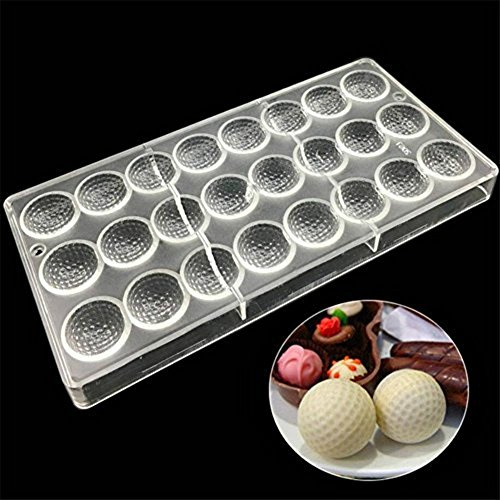 WElinks Transparent Polycarbonate Golf Shaped Chocolate Mold, 14.5 x 28 x 2.5cm, BPA Free, 24 Holes, 10.16 ml Capacity