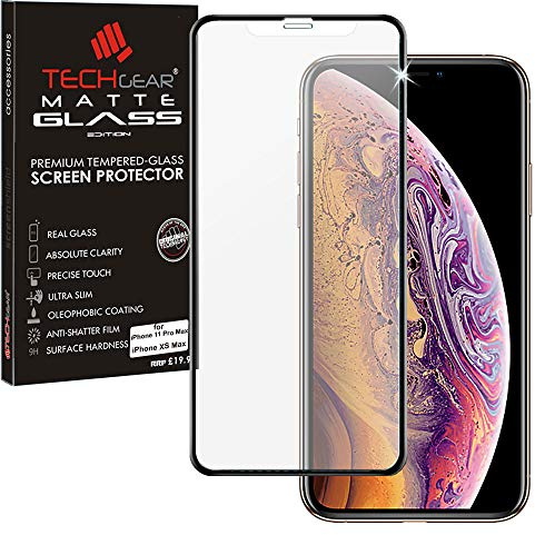 TECHGEAR Anti Glare Screen Protector for iPhone 11 Pro Max, iPhone XS Max - MATTE 3D GLASS Edition Genuine Tempered Glass Full Screen Protector Cover Compatible with Apple iPhone 11 Pro Max, XS Max