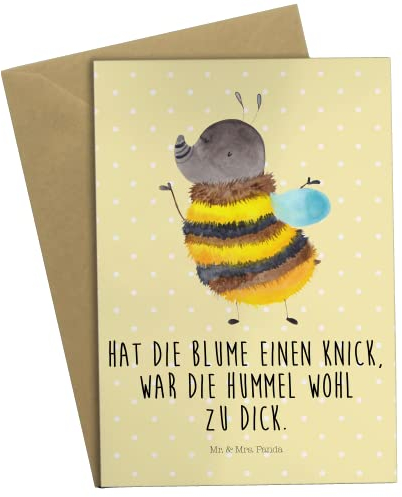 Mr. & Mrs. Panda Klappkarte Hummel flauschig - Geschenk, Blume, Natur, valentinstagskarte, glückwunschkarten, osterkarte, Grußkarten, weihnachtskarten, einladungskarten, Lustige Sprüche, Biene