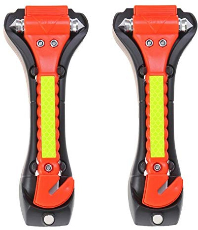 Kriture Marteau de Sécurité Voiture Lot de 2, Brise-Vitre et Coupe-Ceinture, Outil d'urgence 2-en-1 pour Voiture, Kit de Secours