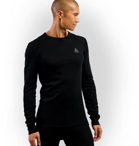 Odlo Ropa interior térmica para hombre Active Warm manga larga I Camiseta térmica I Ropa interior térmica para esquiar con cuello redondo